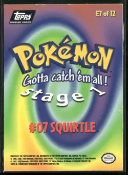 1999 Topps Pokemon the First Movie #E7 #07 Squirtle - Foil (Black Topps Logo) - Image 2