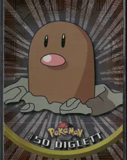 1999 Topps Pokemon Series 1 #50 Diglett Black Topps Logo Foil - Image 1