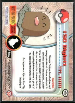 1999 Topps Pokemon Series 1 #50 Diglett Black Topps Logo Foil - Image 2