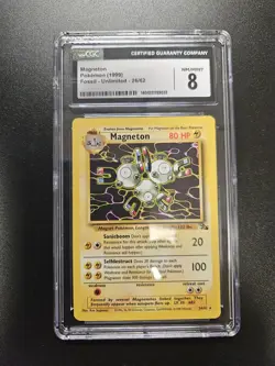 Magneton Non-Holo 26/62 Fossil Set Unlimited Rare Pokemon Card WOTC CGC 8 - Image 1