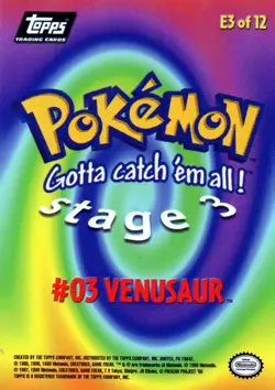Pokemon Venusaur Card #03 Topps Non Holo E3 of 12 - Image 2