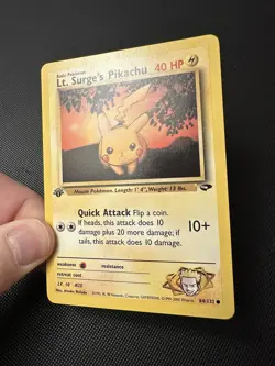 1st Edition Lt. Surge’s Pikachu 84/132 Gym Challenge WotC Vintage Pokemon Card - Image 2