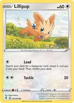 Lillipup 133/203 SWSH07: Evolving Skies Regular NM-Mint Pokemon Card TCG - Image 1
