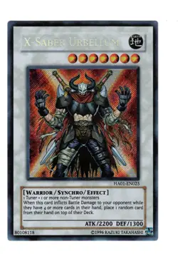 Yugioh- 1X X-Saber Urbellum - Secret Rare - Limited - HA01-EN025 - Light Play - Image 1