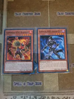 YUGIOH ELEMENTAL HERO SHADOW MIST + ELEMENTAL HERO BLAZEMAN LEHD COMMON 1ST NM - Image 1