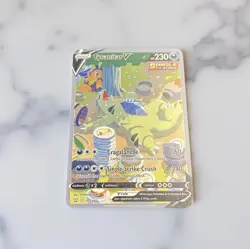 Tyranitar V Gold Metal Pokemon Card Collectible Gift/Display - Image 1