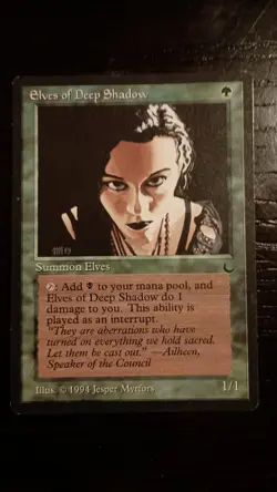 Magic the Gathering Elves of Deep Shadow the Dark Rare Card NM Condition - Image 1