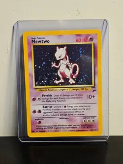 Pokemon Mewtwo TCG Base Set 2 Holo Card 10/130 Unlimited Holo Rare - Image 1