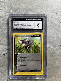 Pokemon Card Poochyena CGC 9 Mint, EX Ruby & Sapphire 64/109, 2003 (1) - Image 1