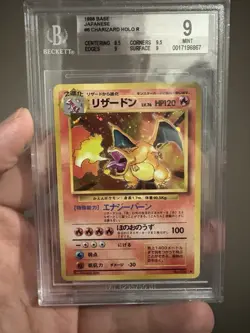 1996 Japanese Base Charizard Holo Pokemon Card Beckett 9 Mint - Image 1