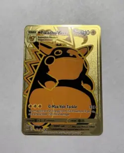 Pikachu Vmax Gigantamax G-Max Volt Tackle Gold Metal Fan Art Card TG29/TG30 M/NM - Image 1