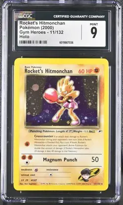 CGC 9 ROCKET'S HITMONCHAN 11 GYM HEROES HOLO POKEMON - Image 1