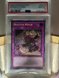 PSA 10 Dominus Purge Secret Rare Info En078 The Infinite Forbidden Yugioh 2024 - Image 1