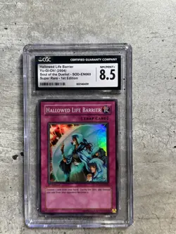 Yugioh Card 1st Ed. Hallowed Life Barrier Super Rare CGC 8.5, SOD-EN060 2004 (1) - Image 1