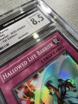 Yugioh Card 1st Ed. Hallowed Life Barrier Super Rare CGC 8.5, SOD-EN060 2004 (1) - Image 5