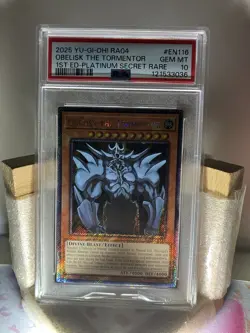 PSA 10 Obelisk The Tormentor 1st Ed. Platinum Secret Rare Yugioh 2025 Ra04 En116 - Image 2
