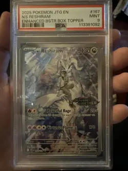 Pokemon 2025 Journey Together #167 N's Reshiram Enhanced Battle Box Topper PSA 9 - Image 1