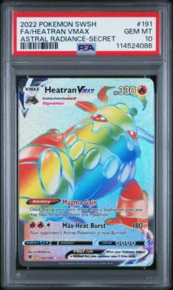 PSA 10 HEATRAN VMAX 191 ASTRAL RADIANCE SECRET RAINBOW SWORD & SHIELD POKEMON - Image 1