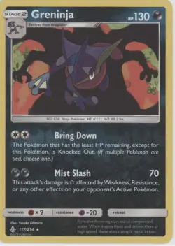 Pokemon tcg SM - Unbroken Bonds #117/214 Greninja Reverse Holo Lightly played - Image 1