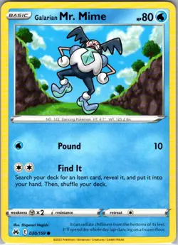 Galarian Mr. Mime 030/159 Common Crown Zenith NM Pokemon Card - Image 1