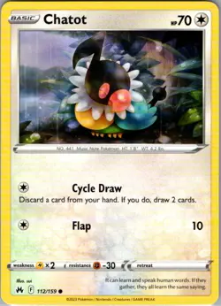 Chatot 112/159 Common Crown Zenith NM Pokemon Card - Image 1