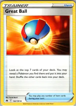 Great Ball 132/159 Uncommon Crown Zenith NM Pokemon Card - Image 1