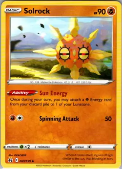 Solrock 069/159 Uncommon Crown Zenith NM Pokemon Card - Image 1