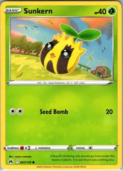 Sunkern 007/159 Common Crown Zenith NM Pokemon Card - Image 1