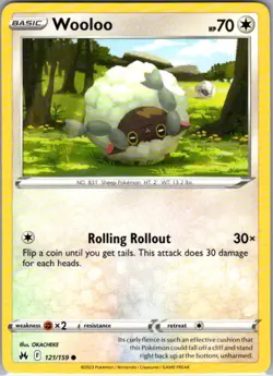 Wooloo 121/159 Common Crown Zenith NM Pokemon Card - Image 1