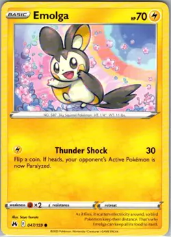 Emolga 047/159 Common Crown Zenith NM Pokemon Card - Image 1