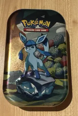 Pokemon Prismatic Evolutions Glaceon Tin Empty With Coin And Sticker - Image 1