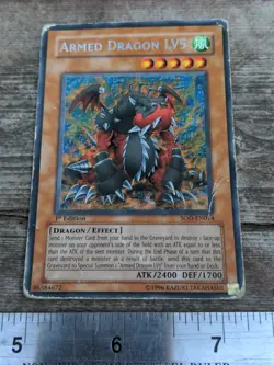 Yugioh Armed Dragon LV5 Ultimate Rare 1st Edition Heavily played HP Condition - Image 2