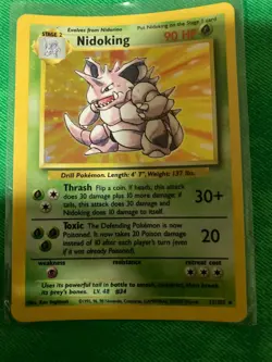 Pokemon Nidoking TCG Base Set Holo Shadowless Rare Card 11/102 MP-HP - Image 1