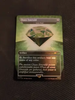(Green) Chaos Emerald Magic The Gathering Trading Card Foil - Image 1