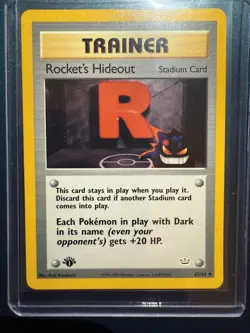 Rocket's Hideout 63/64 1st Edition Neo Revelation WOTC Pokemon Card LP/NM - Image 1