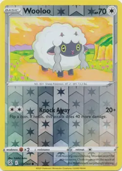 Wooloo 222/264 Reverse Holo Fusion Strike Pokemon Card NM - Image 1