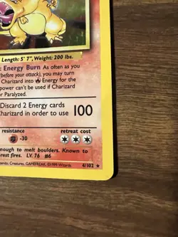 Charizard 4/102 Base Set Holo Rare Vintage 1999 WOTC Pokemon TCG MP/HP - Image 4