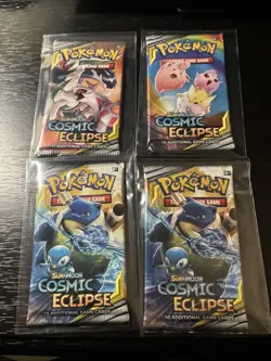 4 Unweighed Cosmic Eclipse Booster Packs New Sealed Pokemon TCG - Image 1