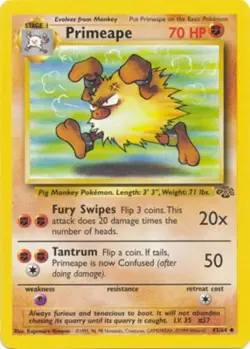 Primeape 43/64 Jungle Set Vintage 1999 Pokemon Card - Image 1