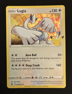 Pokemon TCG Lugia Celebrations Holo Rare Card 022/025 - Image 1