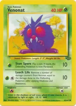 Venonat 63/64 Jungle Set Vintage 1999 Pokemon Card - Image 1