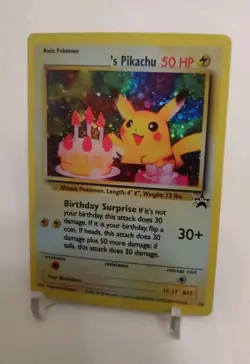 **Custom-made** Highest Quality,Holo,Birthday Pikachu Promo "Display-card" - Image 1