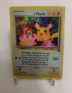 **Custom-made** Highest Quality,Holo,Birthday Pikachu Promo "Display-card" - Image 2