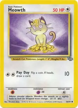 Meowth 56/64 Jungle Set Vintage 1999 Pokemon Card - Image 1