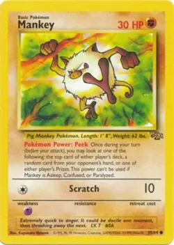 Mankey 55/64 Jungle Set Vintage 1999 Pokemon Card - Image 1