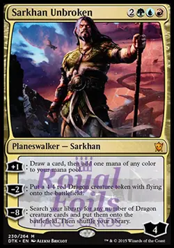 Sarkhan Unbroken 1x FOIL DTK MTG Dragons of Tarkir Mythic MINT green blue red - Image 1