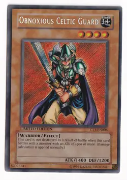 Yugioh Obnoxious Celtic Guard CT1-EN006 Secret Rare Limited Edition NM - Image 1