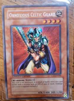 Yugioh Obnoxious Celtic Guard CT1-EN006 Secret Rare Limited Edition NM - Image 1