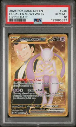 2025 Pokemon Dri EN-Destined Rivals Rocket's Mewtwo EX #240 Hyper Rare PSA 10 - Image 1