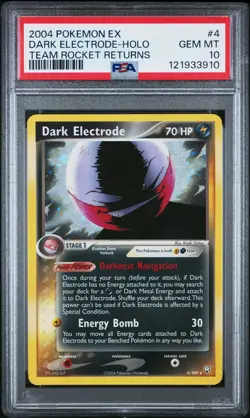 2004 POKEMON EX TEAM ROCKET RETURNS #4 DARK ELECTRODE-HOLO PSA 10 - Image 1